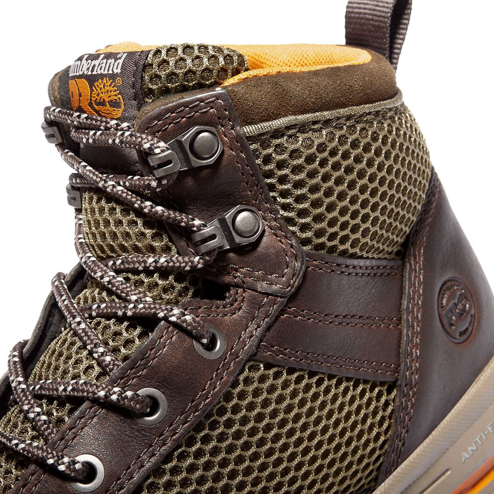 Timberland Mens Pro Boots Drivetrain Comp Toe Mid - Dark Brown - India UA8213057